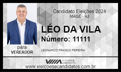 Candidato LÉO DA VILA 2024 - MAGÉ - Eleições