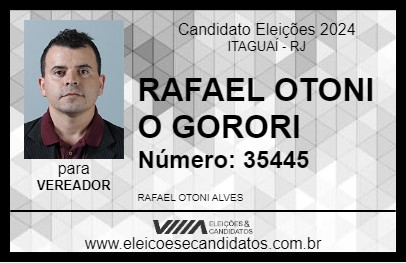 Candidato RAFAEL OTONI O GORORI 2024 - ITAGUAÍ - Eleições