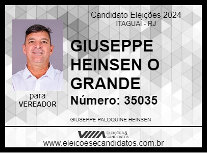 Candidato GIUSEPPE HEINSEN O GRANDE 2024 - ITAGUAÍ - Eleições