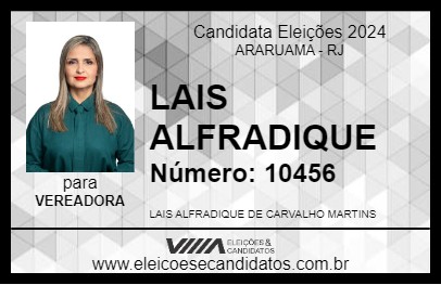 Candidato LAIS ALFRADIQUE 2024 - ARARUAMA - Eleições