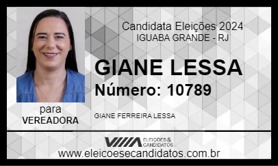 Candidato GIANE LESSA 2024 - IGUABA GRANDE - Eleições