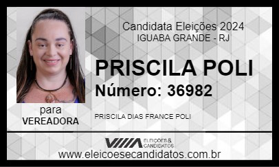 Candidato PRISCILA POLI 2024 - IGUABA GRANDE - Eleições