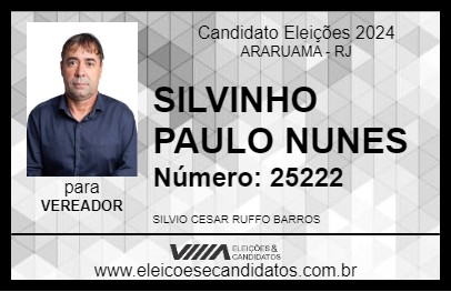 Candidato SILVINHO PAULO NUNES 2024 - ARARUAMA - Eleições