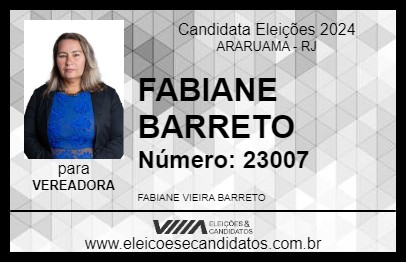 Candidato FABIANE BARRETO 2024 - ARARUAMA - Eleições