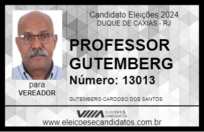 Candidato PROFESSOR GUTEMBERG 2024 - DUQUE DE CAXIAS - Eleições