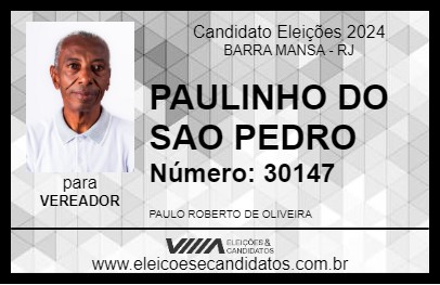 Candidato PAULINHO DO SAO PEDRO 2024 - BARRA MANSA - Eleições