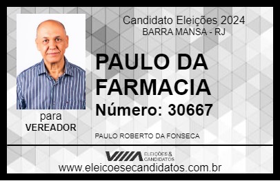 Candidato PAULO DA FARMACIA 2024 - BARRA MANSA - Eleições