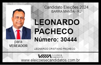 Candidato LEONARDO PACHECO 2024 - BARRA MANSA - Eleições