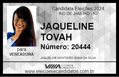 Candidato JAQUELINE TOVAH 2024 - RIO DE JANEIRO - Eleições