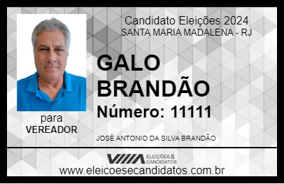 Candidato GALO BRANDÃO 2024 - SANTA MARIA MADALENA - Eleições