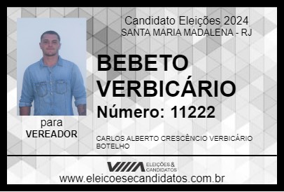 Candidato BEBETO VERBICÁRIO 2024 - SANTA MARIA MADALENA - Eleições