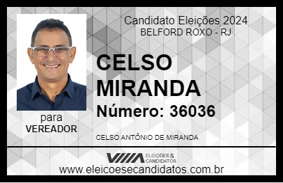 Candidato CELSO MIRANDÃO 2024 - BELFORD ROXO - Eleições