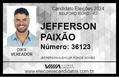 Candidato JEFFERSON PAIXÃO 2024 - BELFORD ROXO - Eleições