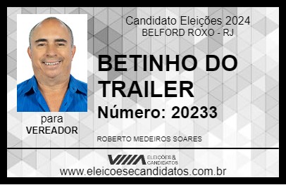 Candidato BETINHO DO TRAILER 2024 - BELFORD ROXO - Eleições