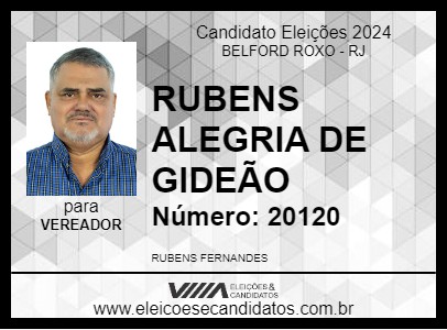 Candidato RUBENS ALEGRIA DE GIDEÃO 2024 - BELFORD ROXO - Eleições