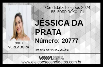 Candidato JÉSSICA DA PRATA 2024 - BELFORD ROXO - Eleições