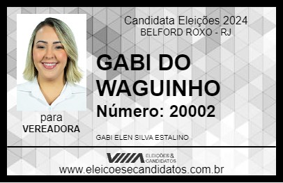 Candidato GABI DO WAGUINHO 2024 - BELFORD ROXO - Eleições