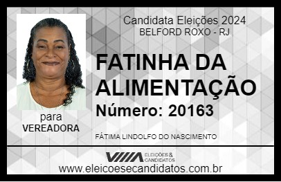 Candidato FATINHA DA ALIMENTAÇÃO 2024 - BELFORD ROXO - Eleições