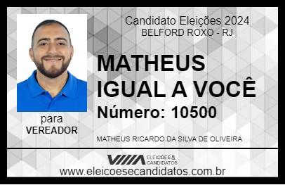 Candidato MATHEUS IGUAL A VOCÊ 2024 - BELFORD ROXO - Eleições