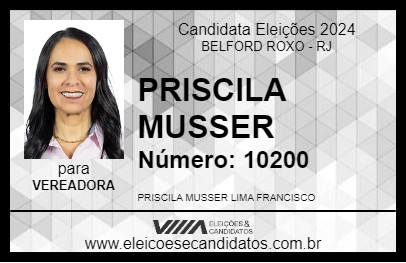 Candidato PRISCILA MUSSER 2024 - BELFORD ROXO - Eleições