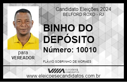 Candidato BINHO DO DEPÓSITO 2024 - BELFORD ROXO - Eleições