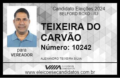 Candidato TEIXEIRA DO CARVÃO 2024 - BELFORD ROXO - Eleições