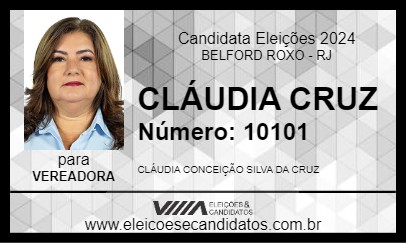 Candidato CLÁUDIA CRUZ 2024 - BELFORD ROXO - Eleições