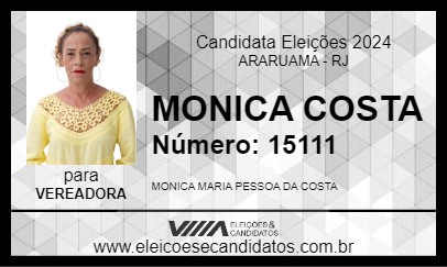 Candidato MONICA COSTA 2024 - ARARUAMA - Eleições