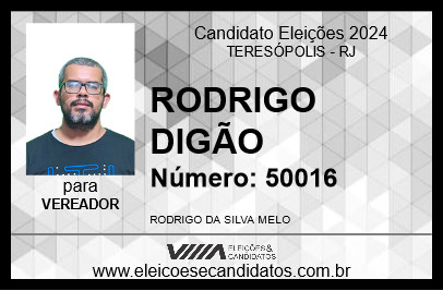 Candidato RODRIGO DIGÃO 2024 - TERESÓPOLIS - Eleições