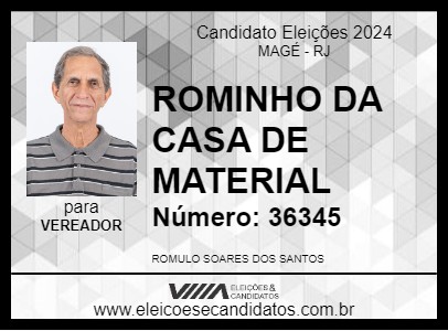 Candidato ROMINHO DA CASA DE MATERIAL 2024 - MAGÉ - Eleições