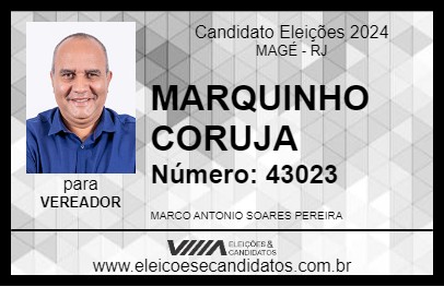 Candidato MARQUINHO CORUJA 2024 - MAGÉ - Eleições