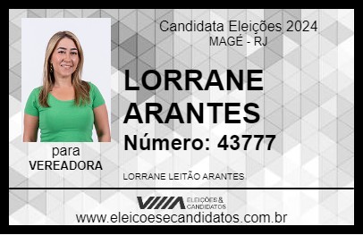 Candidato LORRANE ARANTES 2024 - MAGÉ - Eleições