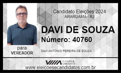 Candidato DAVI DE SOUZA 2024 - ARARUAMA - Eleições