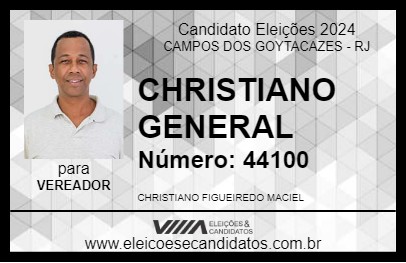 Candidato CHRISTIANO GENERAL 2024 - CAMPOS DOS GOYTACAZES - Eleições