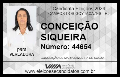 Candidato CONCEIÇÃO SIQUEIRA 2024 - CAMPOS DOS GOYTACAZES - Eleições