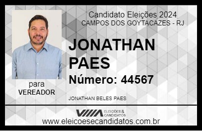 Candidato JONATHAN PAES 2024 - CAMPOS DOS GOYTACAZES - Eleições