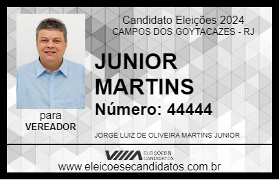 Candidato JUNIOR MARTINS 2024 - CAMPOS DOS GOYTACAZES - Eleições