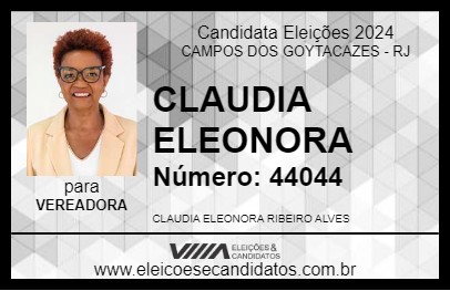 Candidato CLAUDIA ELEONORA 2024 - CAMPOS DOS GOYTACAZES - Eleições