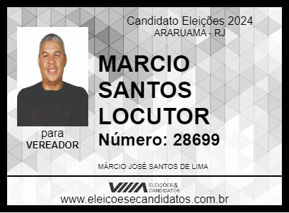 Candidato MARCIO SANTOS LOCUTOR 2024 - ARARUAMA - Eleições