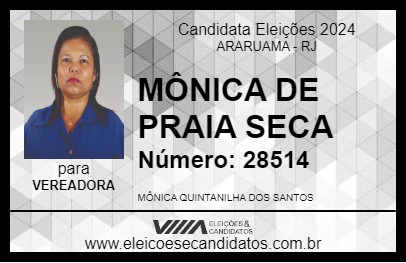 Candidato MÔNICA DE PRAIA SECA 2024 - ARARUAMA - Eleições