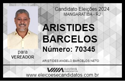 Candidato ARISTIDES BARCELOS 2024 - MANGARATIBA - Eleições