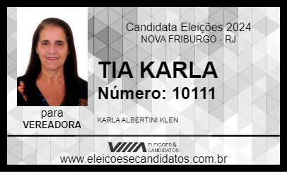 Candidato TIA KARLA 2024 - NOVA FRIBURGO - Eleições