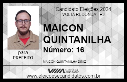 Candidato MAICON QUINTANILHA 2024 - VOLTA REDONDA - Eleições