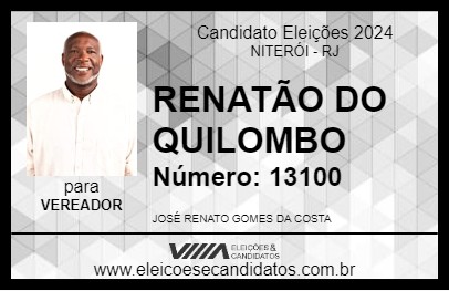 Candidato RENATÃO DO QUILOMBO 2024 - NITERÓI - Eleições