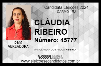 Candidato CLÁUDIA RIBEIRO 2024 - CARMO - Eleições