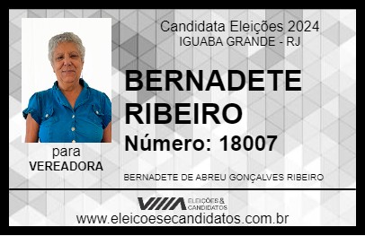 Candidato BERNADETE RIBEIRO 2024 - IGUABA GRANDE - Eleições