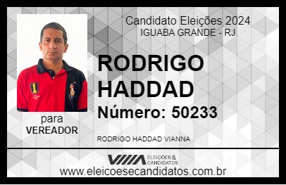 Candidato RODRIGO HADDAD 2024 - IGUABA GRANDE - Eleições