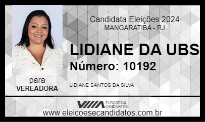 Candidato LIDIANE DA UBS 2024 - MANGARATIBA - Eleições