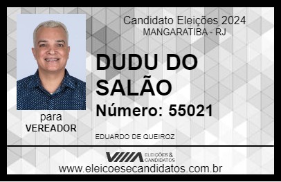 Candidato DUDU DO SALÃO 2024 - MANGARATIBA - Eleições