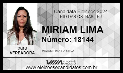 Candidato MIRIAM LIMA 2024 - RIO DAS OSTRAS - Eleições